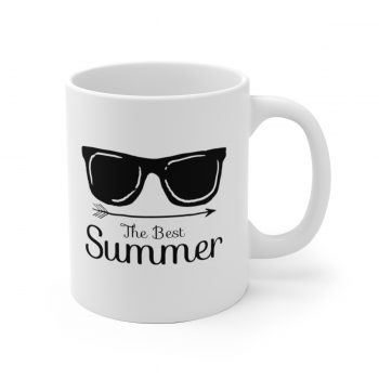 White Coffee Mug - Quote - The Best Summer - Sunglasses