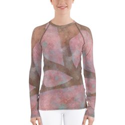 Women's Rash Guard Colorful Leaves Leaf Print Purple Beige Cream Brown Nature Art Print Old Antique Vintage