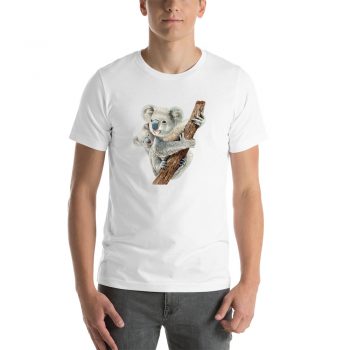 Adult Unisex Short-Sleeve T-Shirt - Watercolor Koala Mom and Baby