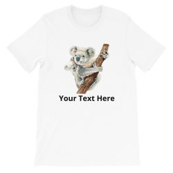 Adult Unisex Short-Sleeve T-Shirt - Watercolor Koala Mom and Baby - Personalize Customize - Add Your Own Text
