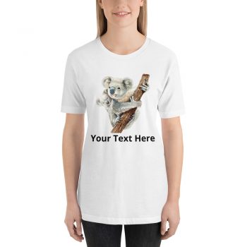 Adult Unisex Short-Sleeve T-Shirt - Watercolor Koala Mom and Baby - Personalize Customize - Add Your Own Text