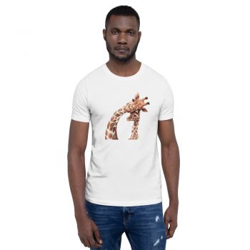 Adult Unisex Short-Sleeve T-Shirt - Watercolor Mom and Baby Giraffe