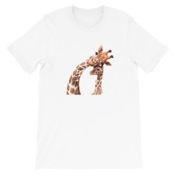 Adult Unisex Short-Sleeve T-Shirt - Watercolor Mom and Baby Giraffe