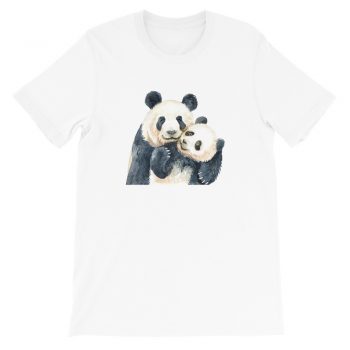 Adult Unisex Short-Sleeve T-Shirt - Watercolor Mom and Baby Panda