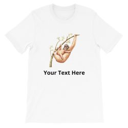 Adult Unisex Short-Sleeve T-Shirt - Watercolor Mom and Baby Sloth - Personalize Customize - Add Your Own Text