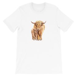 Adult Unisex Short-Sleeve T-Shirt - Watercolor Mom and Baby Yak