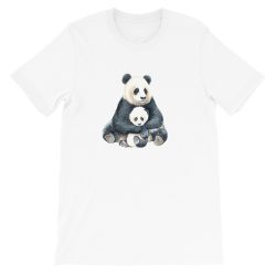 Adult Unisex Short-Sleeve T-Shirt - Watercolor Panda Mom Holding Baby