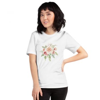 Adult Unisex Short-Sleeve T-Shirt - Watercolor Rose Bouquet