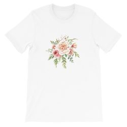 Adult Unisex Short-Sleeve T-Shirt - Watercolor Rose Bouquet