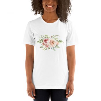 Adult Unisex Short-Sleeve T-Shirt - Watercolor Roses Flowers