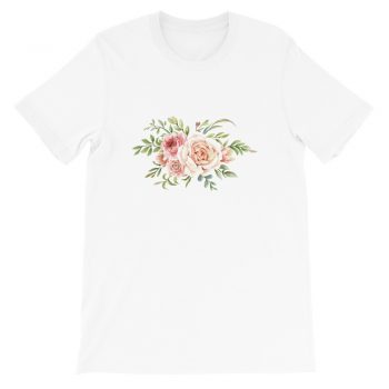 Adult Unisex Short-Sleeve T-Shirt - Watercolor Roses Flowers