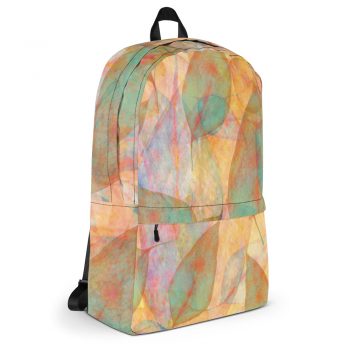 Backpack Colorful Leaves Leaf Blue Pink Beige Cream Brown Art Print Old Antique Vintage