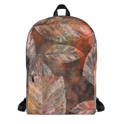 Backpack Colorful Leaves Leaf Print Grey Beige Cream Brown Nature Art Print Old Antique Vintage