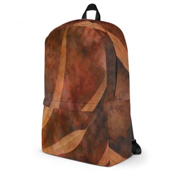 Backpack Dark Brown Leaves Leaf Prints Beige Tan Nature Art Print Old Antique Vintage