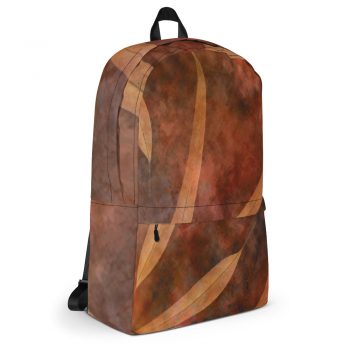 Backpack Dark Brown Leaves Leaf Prints Beige Tan Nature Art Print Old Antique Vintage