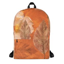 Backpack Flower Art Print Old Antique Vintage Botanical Beige Brown Leaf Leaves