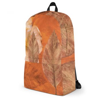 Backpack Flower Art Print Old Antique Vintage Botanical Beige Brown Leaf Leaves