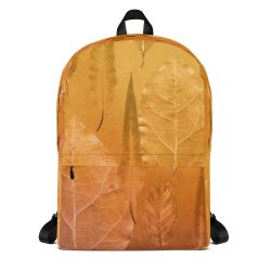 Backpack Golden Brown Leaf Print Beige Gold Nature Art Print Old Antique Vintage