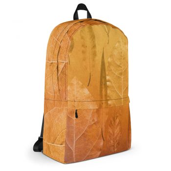 Backpack Golden Brown Leaf Print Beige Gold Nature Art Print Old Antique Vintage