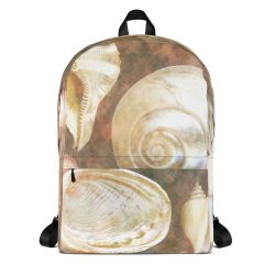 Backpack Sea Shells Seashells Ocean Grey Silver Beige Sand Art Print Old Antique Vintage