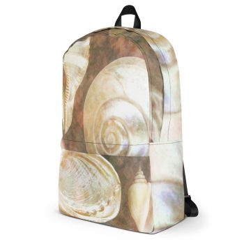 Backpack Sea Shells Seashells Ocean Grey Silver Beige Sand Art Print Old Antique Vintage