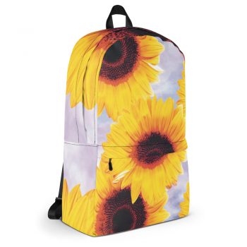 Backpack Sunflowers Flower Art Print Old Antique Vintage Blue Yellow Brown