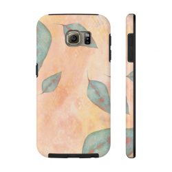 Case Mate Tough Cell Phone Cover Colorful Blue Leaves Leaf Beige Cream Coral Brown Art Print Old Antique Vintage