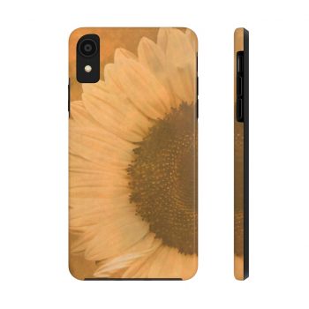 Case Mate Tough Cell Phone Cover Large Sunflower Flower Art Print Old Antique Vintage Beige Yellow Brown