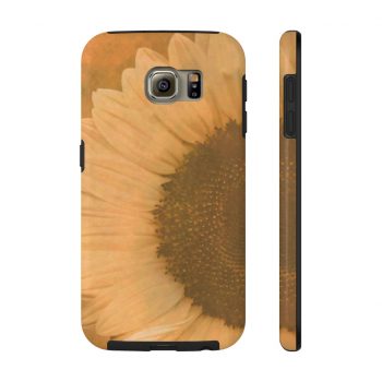 Case Mate Tough Cell Phone Cover Large Sunflower Flower Art Print Old Antique Vintage Beige Yellow Brown