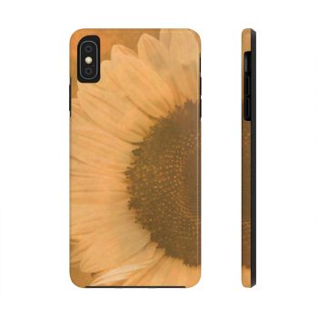 Case Mate Tough Cell Phone Cover Large Sunflower Flower Art Print Old Antique Vintage Beige Yellow Brown