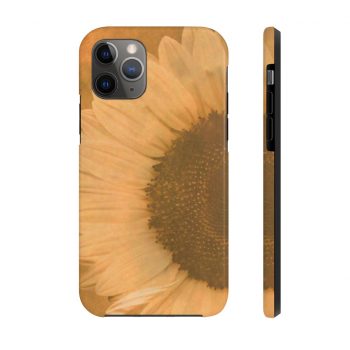 Case Mate Tough Cell Phone Cover Large Sunflower Flower Art Print Old Antique Vintage Beige Yellow Brown