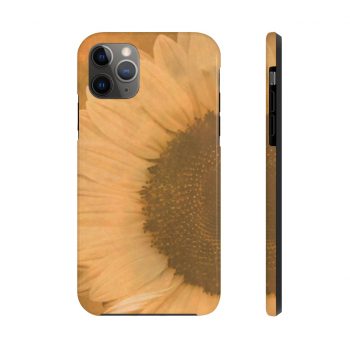 Case Mate Tough Cell Phone Cover Large Sunflower Flower Art Print Old Antique Vintage Beige Yellow Brown