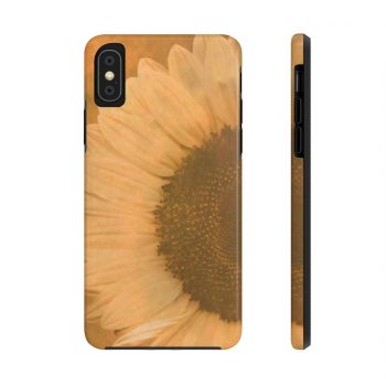 Case Mate Tough Cell Phone Cover Large Sunflower Flower Art Print Old Antique Vintage Beige Yellow Brown