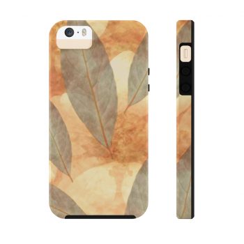 Case Mate Tough Cell Phone Cover Leaves Leaf Print Blue Beige Cream Nature Art Print Old Antique Vintage