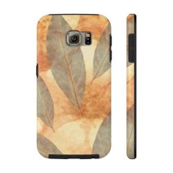 Case Mate Tough Cell Phone Cover Leaves Leaf Print Blue Beige Cream Nature Art Print Old Antique Vintage