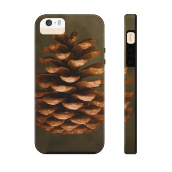 Case Mate Tough Cell Phone Cover Pine Cone Print Beige Green Brown Nature Art Print Old Antique Vintage