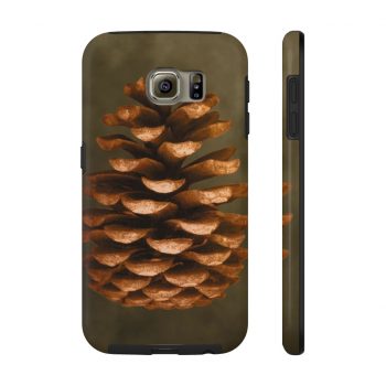 Case Mate Tough Cell Phone Cover Pine Cone Print Beige Green Brown Nature Art Print Old Antique Vintage