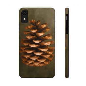 Case Mate Tough Cell Phone Cover Pine Cone Print Beige Green Brown Nature Art Print Old Antique Vintage