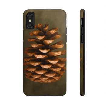 Case Mate Tough Cell Phone Cover Pine Cone Print Beige Green Brown Nature Art Print Old Antique Vintage