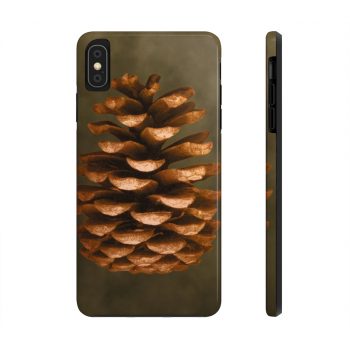 Case Mate Tough Cell Phone Cover Pine Cone Print Beige Green Brown Nature Art Print Old Antique Vintage
