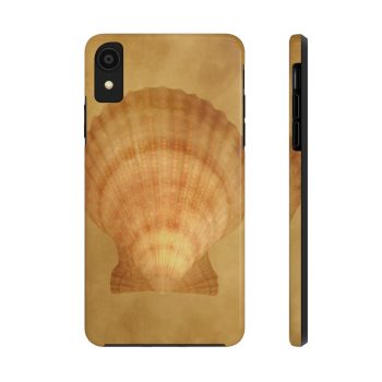 Case Mate Tough Cell Phone Cover Sea Shell Seashell Ocean Beige Sand Art Print Old Antique Vintage Botanical Beige Brown