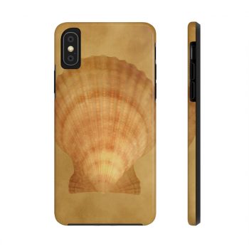 Case Mate Tough Cell Phone Cover Sea Shell Seashell Ocean Beige Sand Art Print Old Antique Vintage Botanical Beige Brown