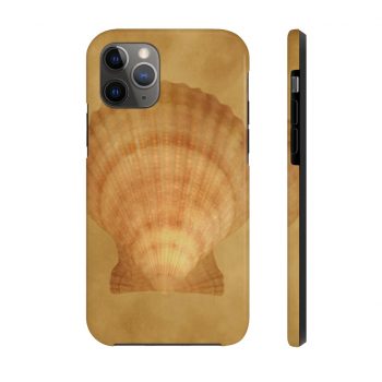 Case Mate Tough Cell Phone Cover Sea Shell Seashell Ocean Beige Sand Art Print Old Antique Vintage Botanical Beige Brown