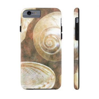 Case Mate Tough Cell Phone Cover Sea Shells Seashell Ocean Grey Silver Beige Sand Art Print Old Antique Vintage