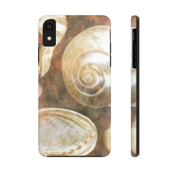 Case Mate Tough Cell Phone Cover Sea Shells Seashell Ocean Grey Silver Beige Sand Art Print Old Antique Vintage