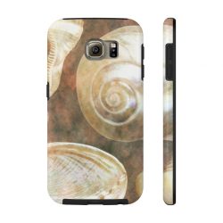 Case Mate Tough Cell Phone Cover Sea Shells Seashell Ocean Grey Silver Beige Sand Art Print Old Antique Vintage