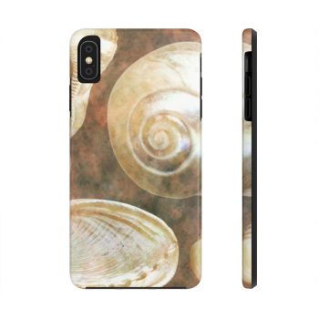 Case Mate Tough Cell Phone Cover Sea Shells Seashell Ocean Grey Silver Beige Sand Art Print Old Antique Vintage