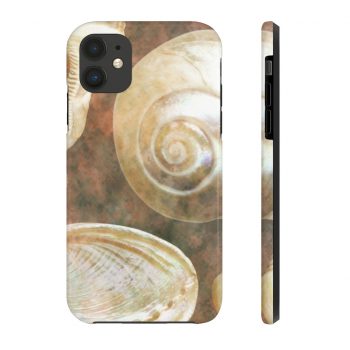 Case Mate Tough Cell Phone Cover Sea Shells Seashell Ocean Grey Silver Beige Sand Art Print Old Antique Vintage