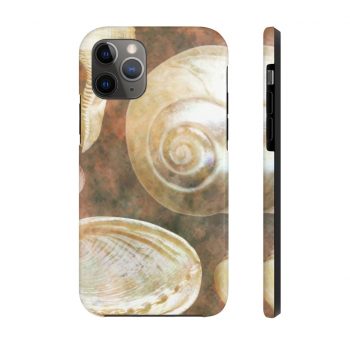 Case Mate Tough Cell Phone Cover Sea Shells Seashell Ocean Grey Silver Beige Sand Art Print Old Antique Vintage