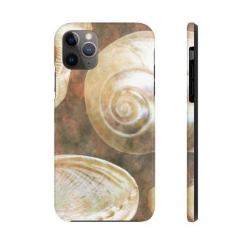 Case Mate Tough Cell Phone Cover Sea Shells Seashell Ocean Grey Silver Beige Sand Art Print Old Antique Vintage